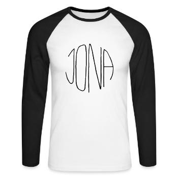 Jonah - Unisex Long Sleeve Baseball T-Shirt - white/black - Front - Nik (191cm)