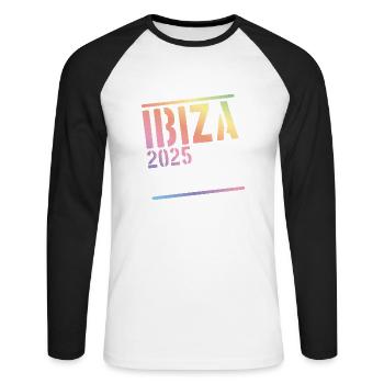 Ibiza 2025 Crew Coloré - T-shirt baseball manches longues Homme - blanc/noir - Devant - Nik (191cm)