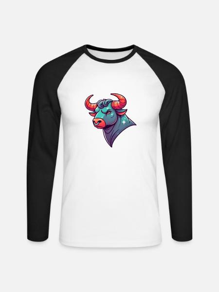 Taurus Cartoon - Unisex Long Sleeve Baseball T-Shirt - white/black