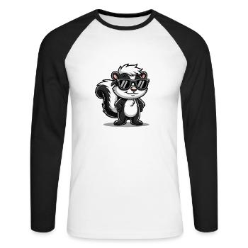 Skunk Comic - Unisex Long Sleeve Baseball T-Shirt - white/black - Front - Nik (191cm)
