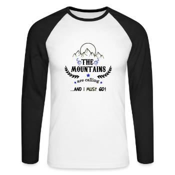 the mountains are calling 02 - Unisex Long Sleeve Baseball T-Shirt - white/black - Front - Nik (191cm)