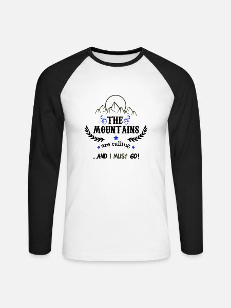 the mountains are calling 02 - Unisex Long Sleeve Baseball T-Shirt - white/black