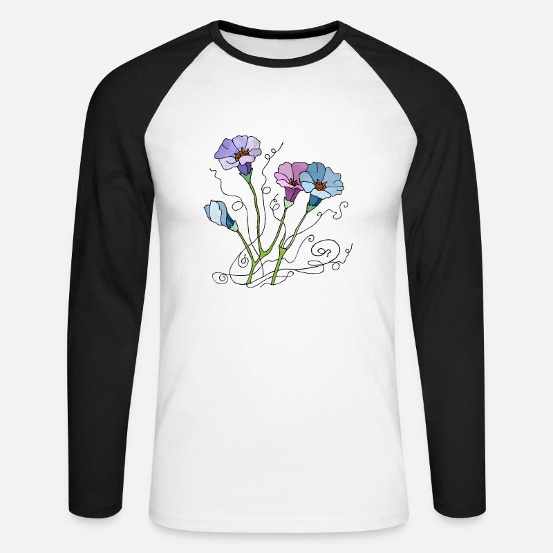 Blumen - Unisex Baseballshirt langarm - Weiß/Schwarz
