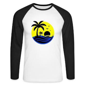 Île Palmiers Mer - T-shirt baseball manches longues Homme - blanc/noir - Devant - Nik (191cm)