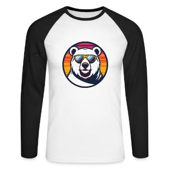 Polar Bear Cool Comic - Unisex Long Sleeve Baseball T-Shirt - white/black - Front - Nik (191cm)