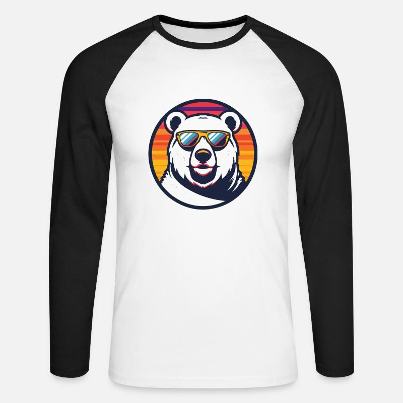 Eisbär Cool Comic - Unisex Baseballshirt langarm - Weiß/Schwarz