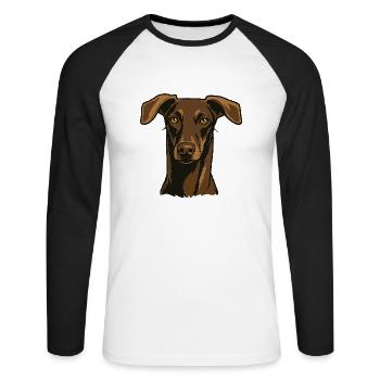 Proud greyhound – noble look - Unisex Long Sleeve Baseball T-Shirt - white/black - Front - Nik (191cm)