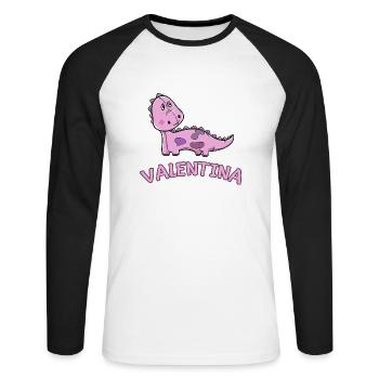 Dinosaure enfant drôle Valentina cadeau naissance - T-shirt baseball manches longues Homme - blanc/noir - Devant - Nik (191cm)
