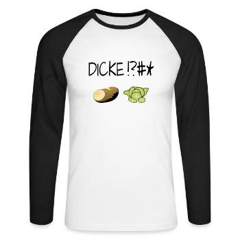 Dicke !?#* Kartoffel Salat blk - Unisex Baseballshirt langarm - Weiß/Schwarz - Vorne - Nik (191cm)