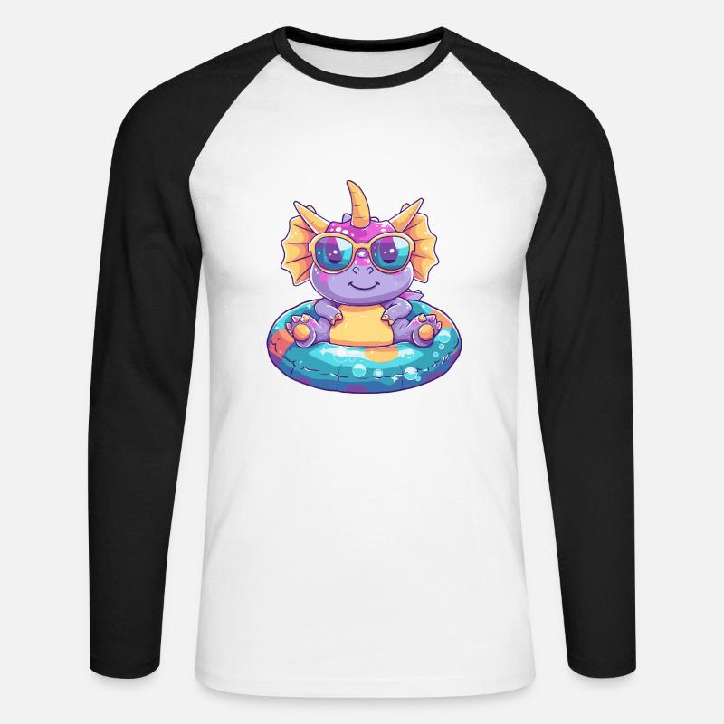 Dinosaurier triceratops Comic Cool - Unisex Baseballshirt langarm - Weiß/Schwarz
