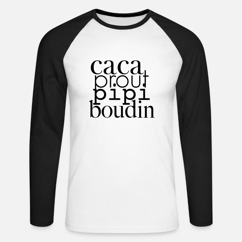 CACA prout Spule Pee - Unisex Baseballshirt langarm - Weiß/Schwarz