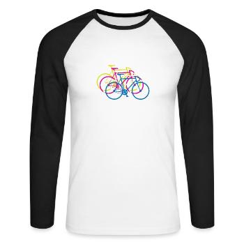 Vélos colorés cadeaux cyclistes de course de vélo - T-shirt baseball manches longues Homme - blanc/noir - Devant - Nik (191cm)
