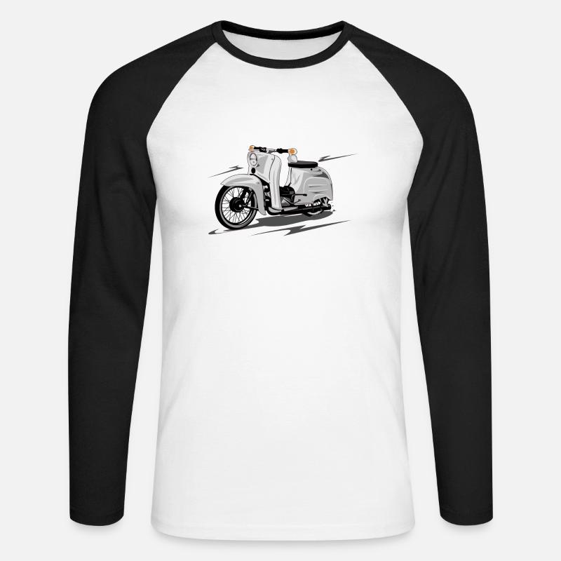 Simson Schwalbe KR51 Roller - Unisex Baseballshirt langarm - Weiß/Schwarz