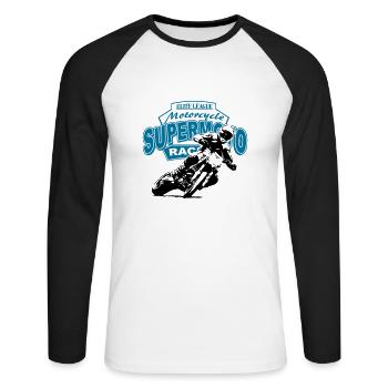 Supermoto Racing - Unisex Baseballshirt langarm - Weiß/Schwarz - Vorne - Nik (191cm)