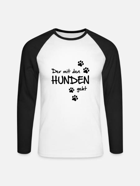 Der mit den Hunden geht - Unisex Baseballshirt langarm - Weiß/Schwarz