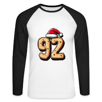 92 Numéro Noël - T-shirt baseball manches longues Homme - blanc/noir - Devant - Nik (191cm)
