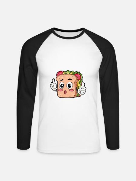 Sandwich Essen Feinschmecker Geschenk - Unisex Baseballshirt langarm - Weiß/Schwarz