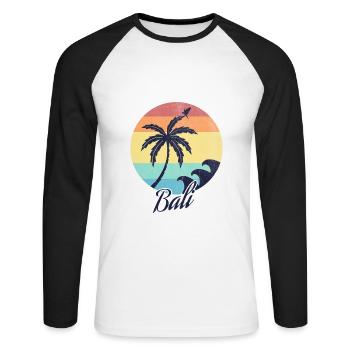 Bali - T-shirt baseball manches longues Homme - blanc/noir - Devant - Nik (191cm)