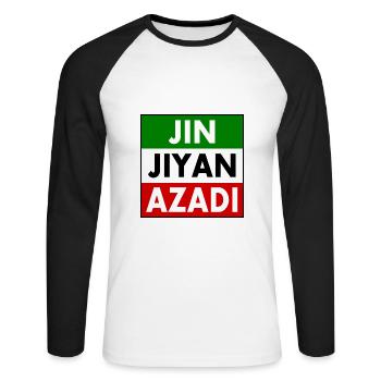 jin jiyan azadi - T-shirt baseball manches longues Homme - blanc/noir - Devant - Nik (191cm)