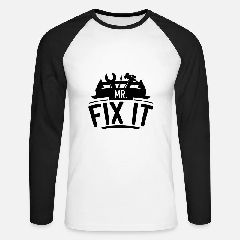 Mr Fix It - Unisex Baseballshirt langarm - Weiß/Schwarz