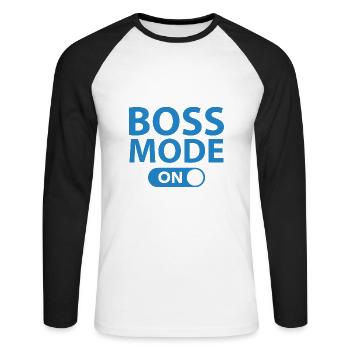 Boss Mode On - Unisex Long Sleeve Baseball T-Shirt - white/black - Front - Nik (191cm)