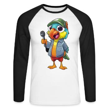 Comedian Squawkster - Unisex Long Sleeve Baseball T-Shirt - white/black - Front - Nik (191cm)