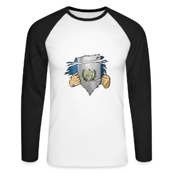 Guatemala Guatemalan Flag DNA I Gift - Unisex Long Sleeve Baseball T-Shirt - white/black - Front - Nik (191cm)