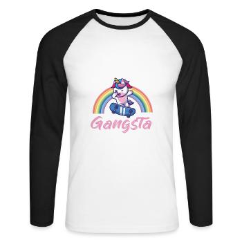 Lustiger Einhorn Spruch I Einhörner - Unisex Baseballshirt langarm - Weiß/Schwarz - Vorne - Nik (191cm)