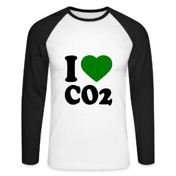 I love co2 - Unisex Long Sleeve Baseball T-Shirt - white/black - Front - Nik (191cm)