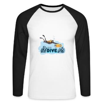 Taucher Tauchen Design Schnorcheln - Unisex Baseballshirt langarm - Weiß/Schwarz - Vorne - Nik (191cm)