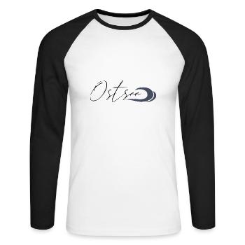 Ostsee Wellen - Unisex Baseballshirt langarm - Weiß/Schwarz - Vorne - Nik (191cm)