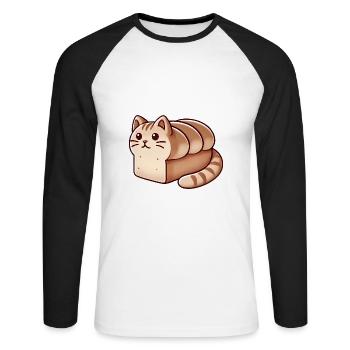 Cozy Cat Loaf Illustration - Unisex Long Sleeve Baseball T-Shirt - white/black - Front - Nik (191cm)