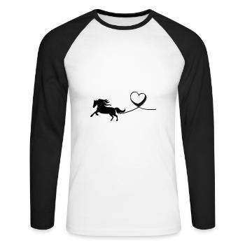 Pferd Herz Liebe - Unisex Baseballshirt langarm - Weiß/Schwarz - Vorne - Nik (191cm)