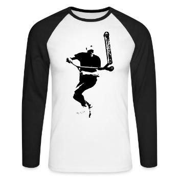 Scooter Stunt - Unisex Baseballshirt langarm - Weiß/Schwarz - Vorne - Nik (191cm)