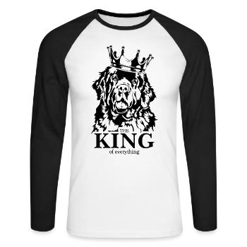 Neufundländer King of everything Spruch Hunde - Unisex Baseballshirt langarm - Weiß/Schwarz - Vorne - Nik (191cm)