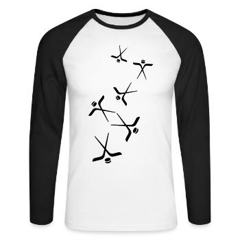 Symbole du hockey sur glace - T-shirt baseball manches longues Homme - blanc/noir - Devant - Nik (191cm)