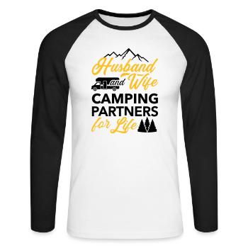 Campeur - T-shirt baseball manches longues Homme - blanc/noir - Devant - Nik (191cm)