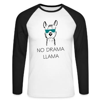 No drama llama gift idea - Unisex Long Sleeve Baseball T-Shirt - white/black - Front - Nik (191cm)