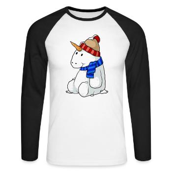 Unicorn snowman cartoon - Unisex Long Sleeve Baseball T-Shirt - white/black - Front - Nik (191cm)