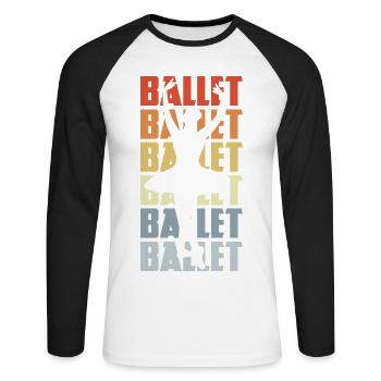 Vintage Ballet - Unisex Long Sleeve Baseball T-Shirt - white/black - Front - Nik (191cm)