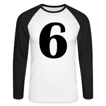 6 - Unisex Baseballshirt langarm - Weiß/Schwarz - Vorne - Nik (191cm)