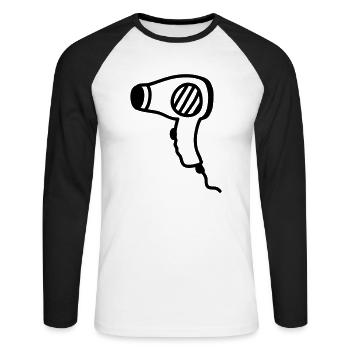 Sèche-cheveux - Sèche-cheveux - Ligne - T-shirt baseball manches longues Homme - blanc/noir - Devant - Nik (191cm)