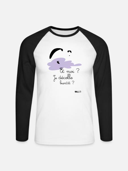 Body décolle bientot rose - T-shirt baseball manches longues Homme - blanc/noir