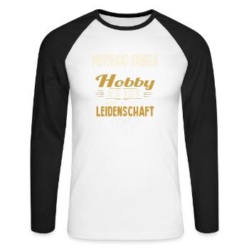 Biker Motorradfahrer motorrad leidenschaft - Unisex Baseballshirt langarm - Weiß/Schwarz - Vorne - Nik (191cm)