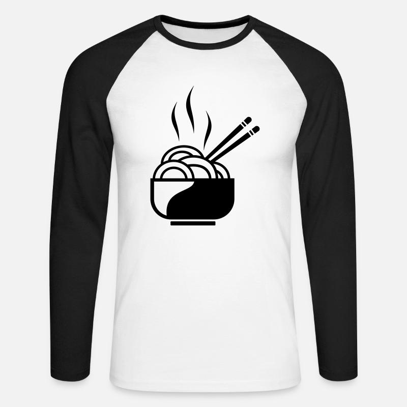 Nudeln mit Stäbchen - Unisex Baseballshirt langarm - Weiß/Schwarz