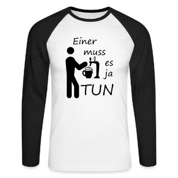 Bier Zapfer - Unisex Baseballshirt langarm - Weiß/Schwarz - Vorne - Nik (191cm)