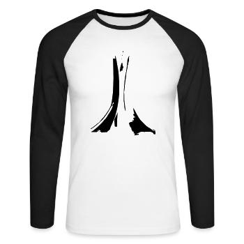 makam echahid Alger - T-shirt baseball manches longues Homme - blanc/noir - Devant - Nik (191cm)