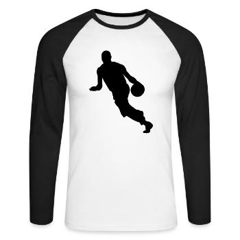 Men basketball - T-shirt baseball manches longues Homme - blanc/noir - Devant - Nik (191cm)