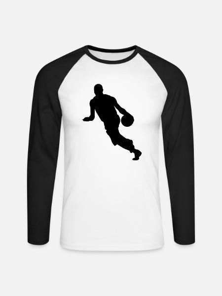 Men basketball de - Unisex Baseballshirt langarm - Weiß/Schwarz