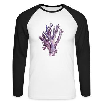 coral - Unisex Long Sleeve Baseball T-Shirt - white/black - Front - Nik (191cm)